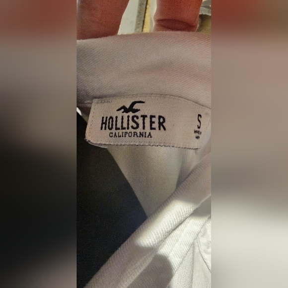 Hollister Crop White Button Up Two Pocket Camp Small With Tie Front Shirt - Picture 7 of 9